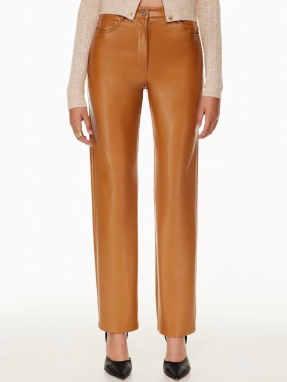 Wilfred Aritzia Melina Pant Vegan High-Rise Faux Leather Straight Leg Women's 2